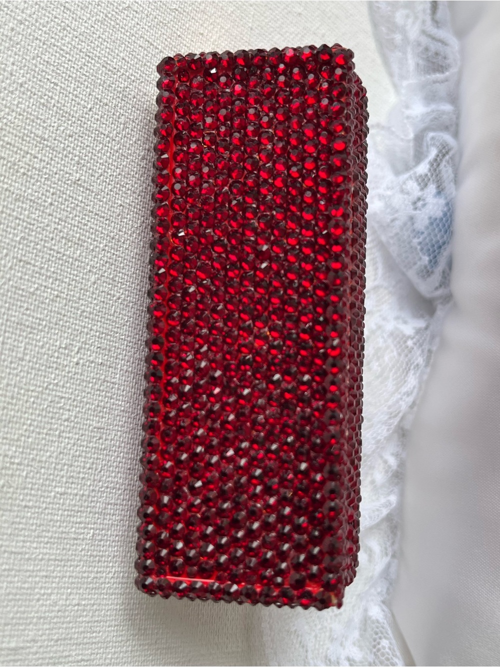 Judith Leiber Red Crystal Lipstick Compact Mirror Case, Like New - Picture 4 of 13
